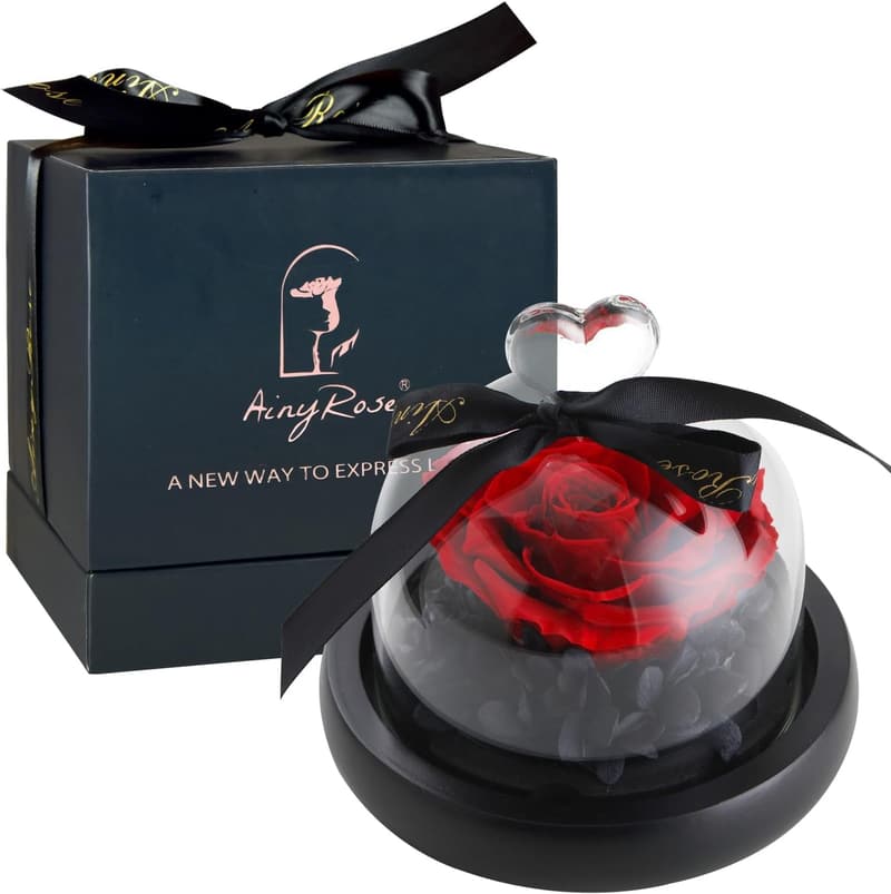 Eternal Heart Glass Dome Rose - Unique Gift for Her