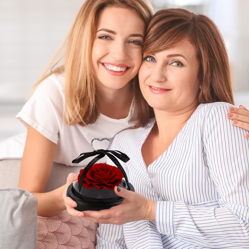 Eternal Heart Glass Dome Rose - Unique Gift for Her