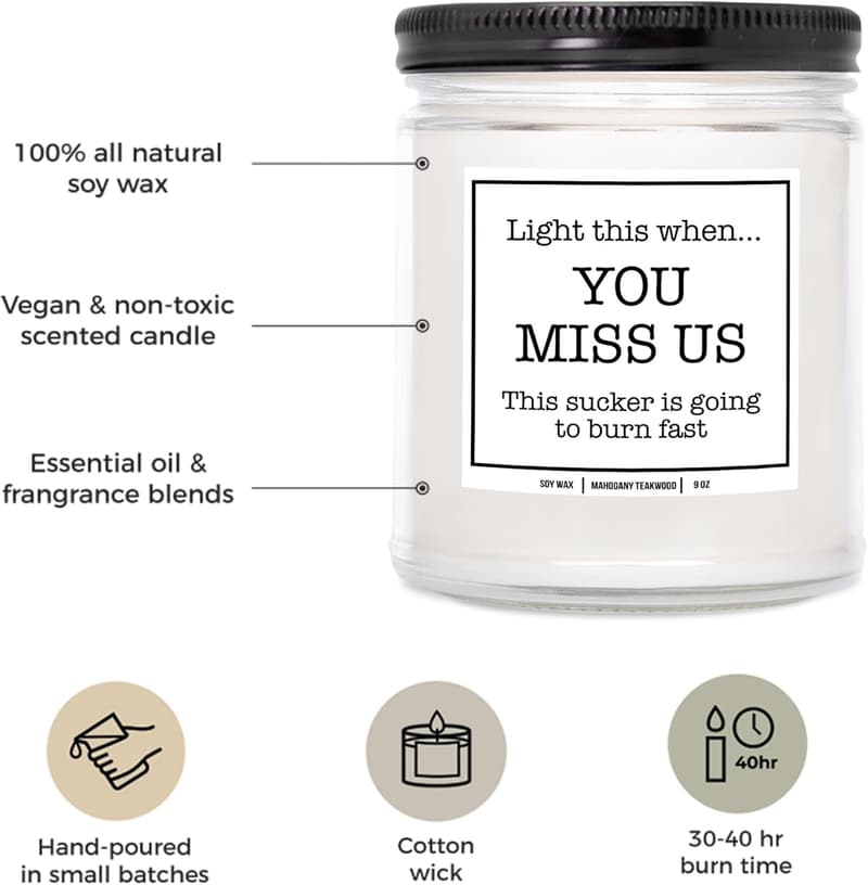 Moving Away Candle 9 oz - Farewell Gift for Friends
