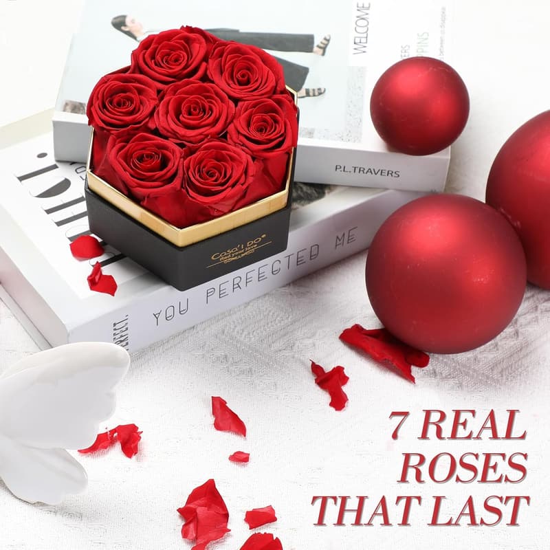 Mother's Day Preserved Roses with I Love You Necklace Gift Set