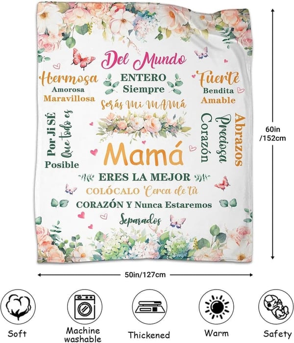 Mom Birthday Blanket - Spanish Gift 50x60in