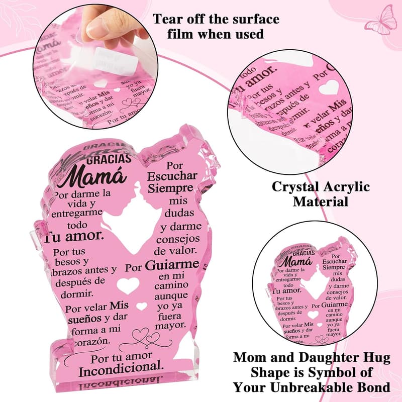 Mom Acrylic Embracing Plaque - Best Gift for Mother's Day