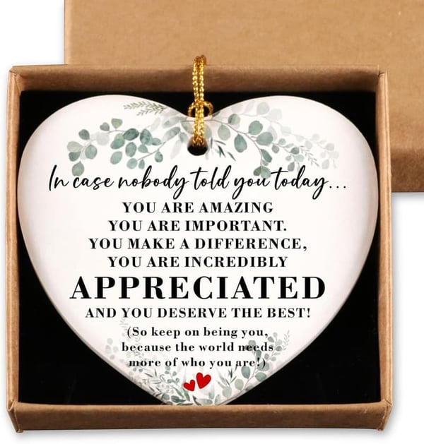 Employee Appreciation Ceramic Heart Ornament for Women