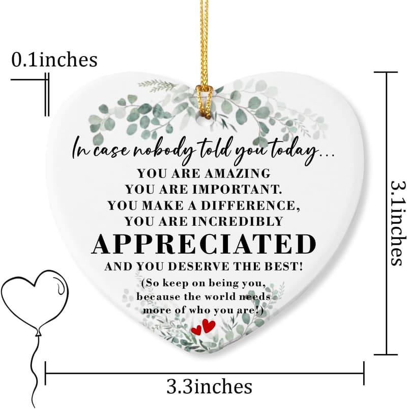 Employee Appreciation Ceramic Heart Ornament for Women