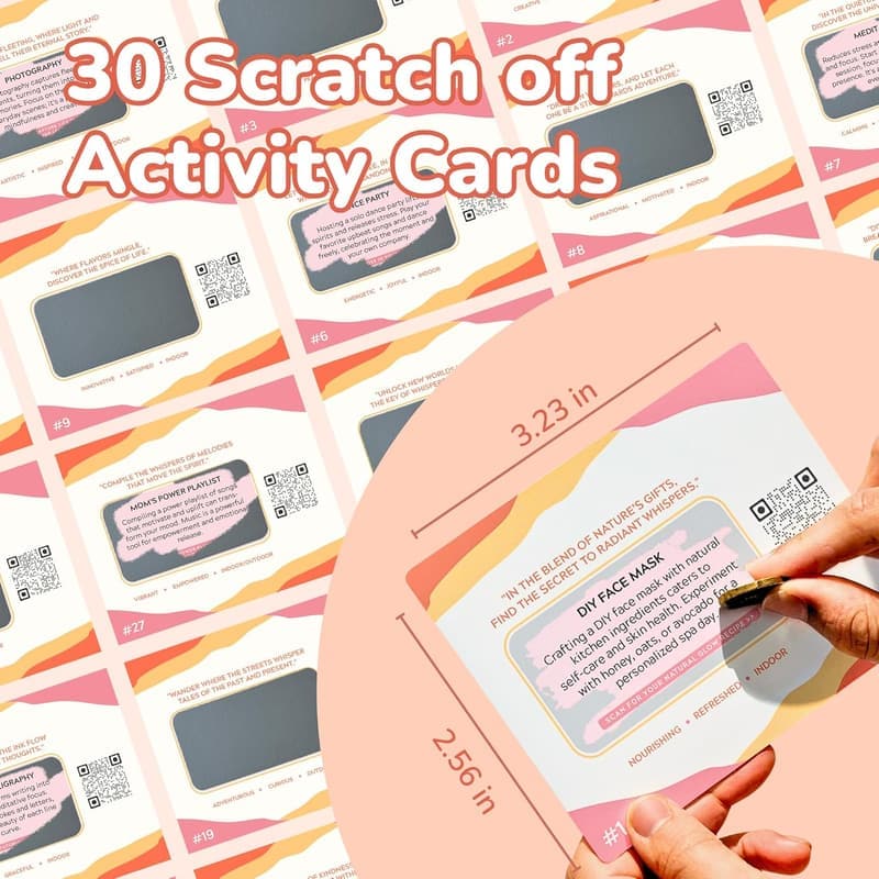 Mother's Day Gift: 30 Scratch-Off Self-Care Activity Cards for Moms