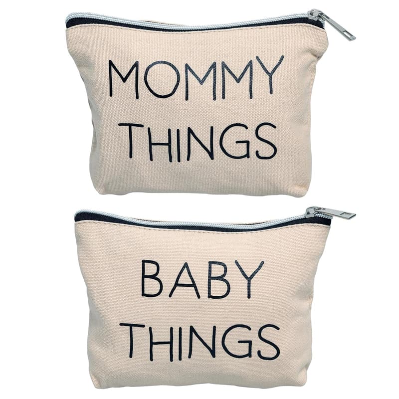 New Mom Canvas Pouch Set – Matching Travel Cases for Moms