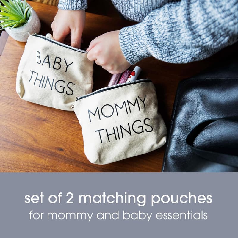 New Mom Canvas Pouch Set – Matching Travel Cases for Moms