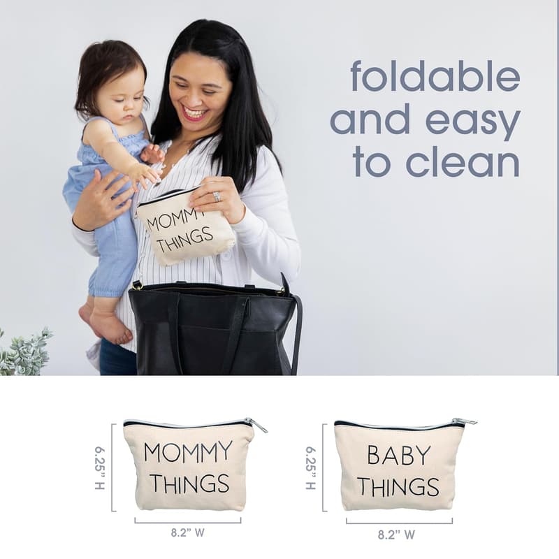 New Mom Canvas Pouch Set – Matching Travel Cases for Moms