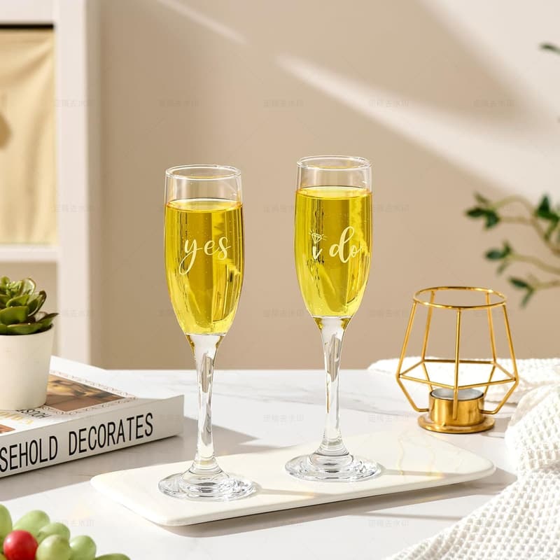 Engagement Gifts: Champagne Flutes Set with Wine Stopper & Opener