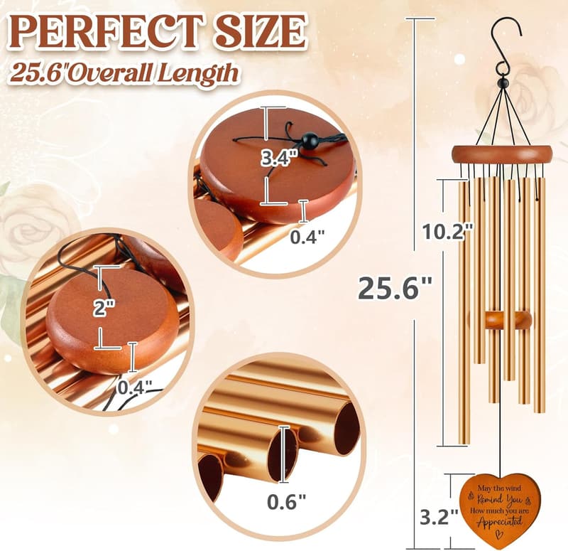 Thanksgiving Wind Chimes with Gratitude Message for Anyone