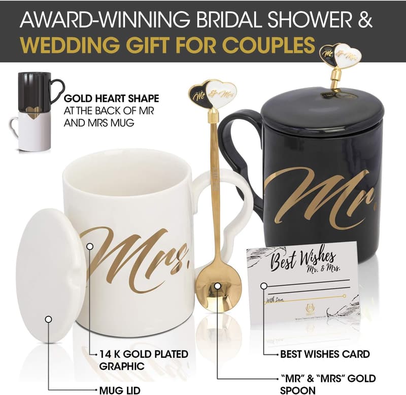 2025 Wedding Gift: Mr and Mrs Coffee Mugs Set for Couples