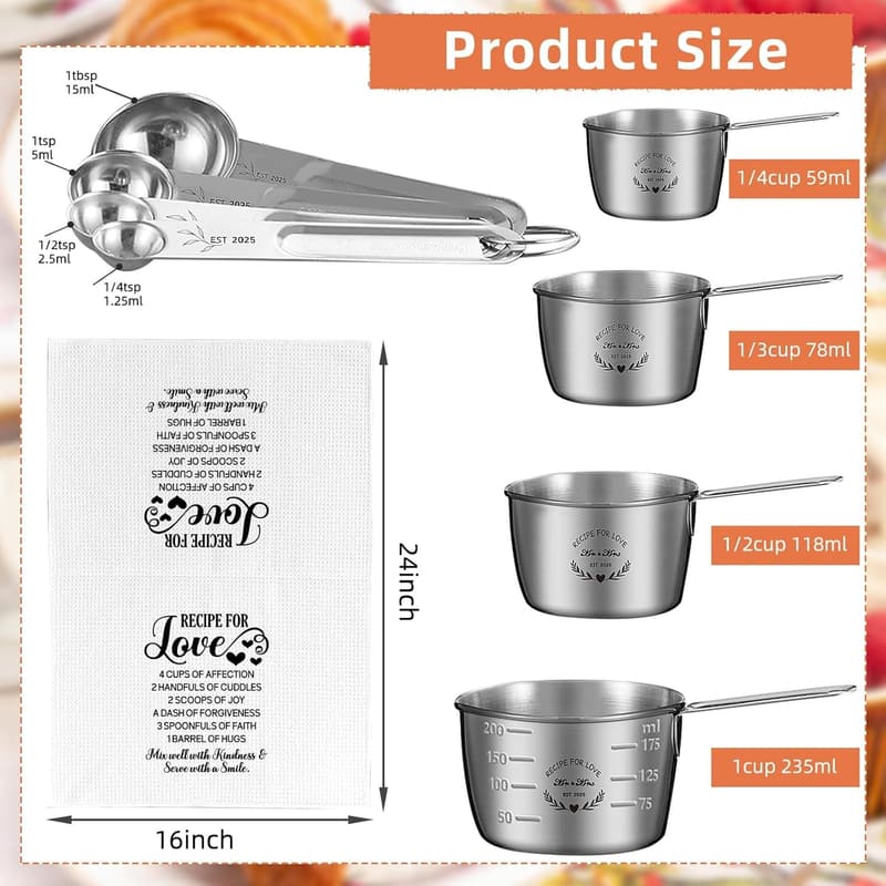2025 Wedding Gifts: Measuring Cups & Spoons Set for Couples