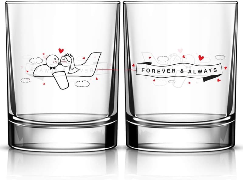 Forever & Always Couple Drinking Glasses - Wedding Gift