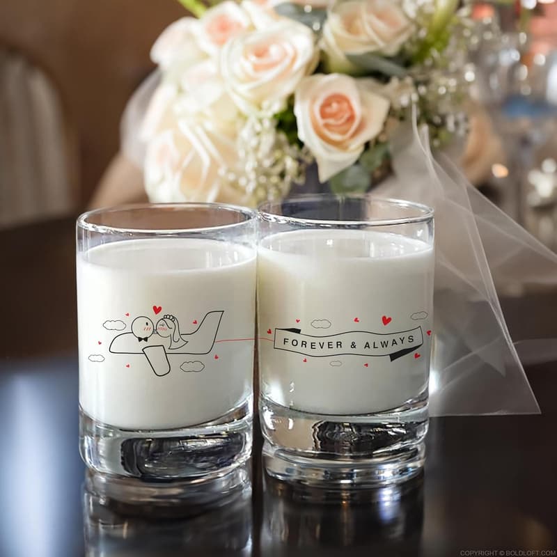 Forever & Always Couple Drinking Glasses - Wedding Gift