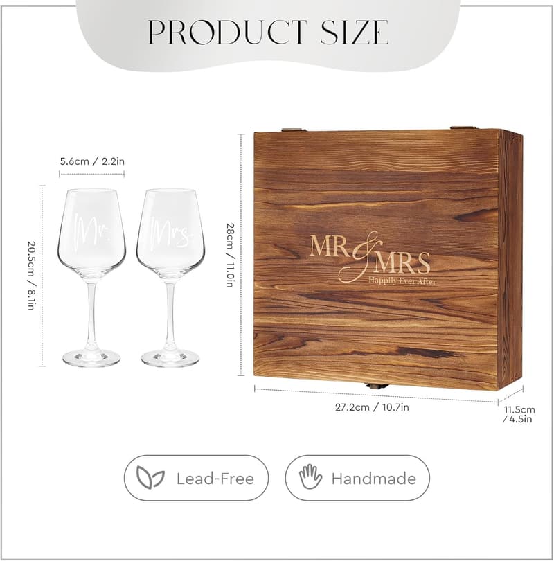 Wedding Gift Set: Engraved Wine Glasses for Couples
