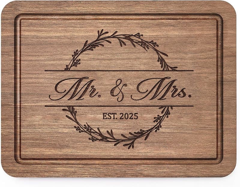 Engraved Walnut Wood Cutting Board for Newlyweds 2025