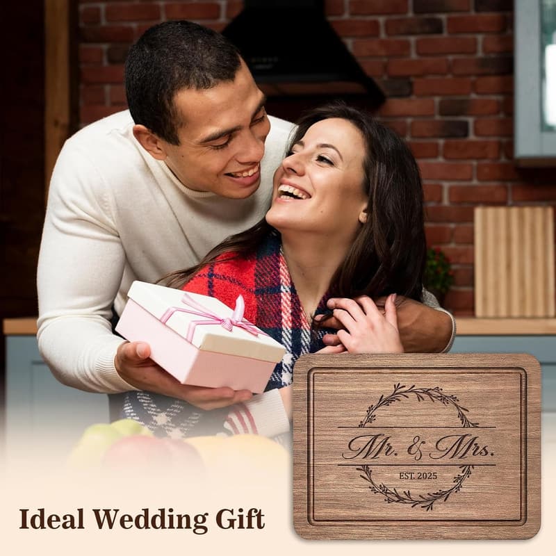 Engraved Walnut Wood Cutting Board for Newlyweds 2025