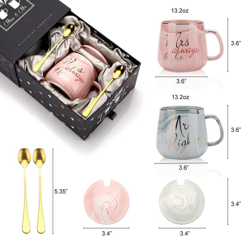 Couple Coffee Mugs Set - Mr. Right & Mrs. Always Right