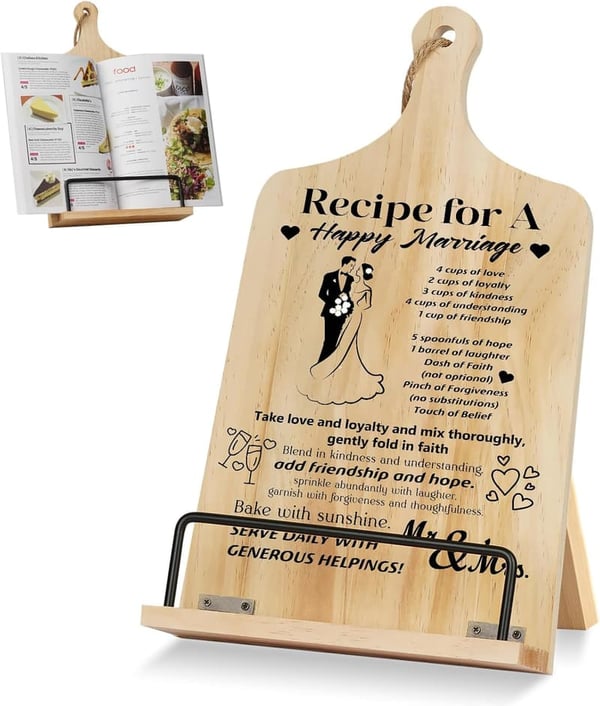 Engagement Anniversary Cookbook Holder Stand for Couples