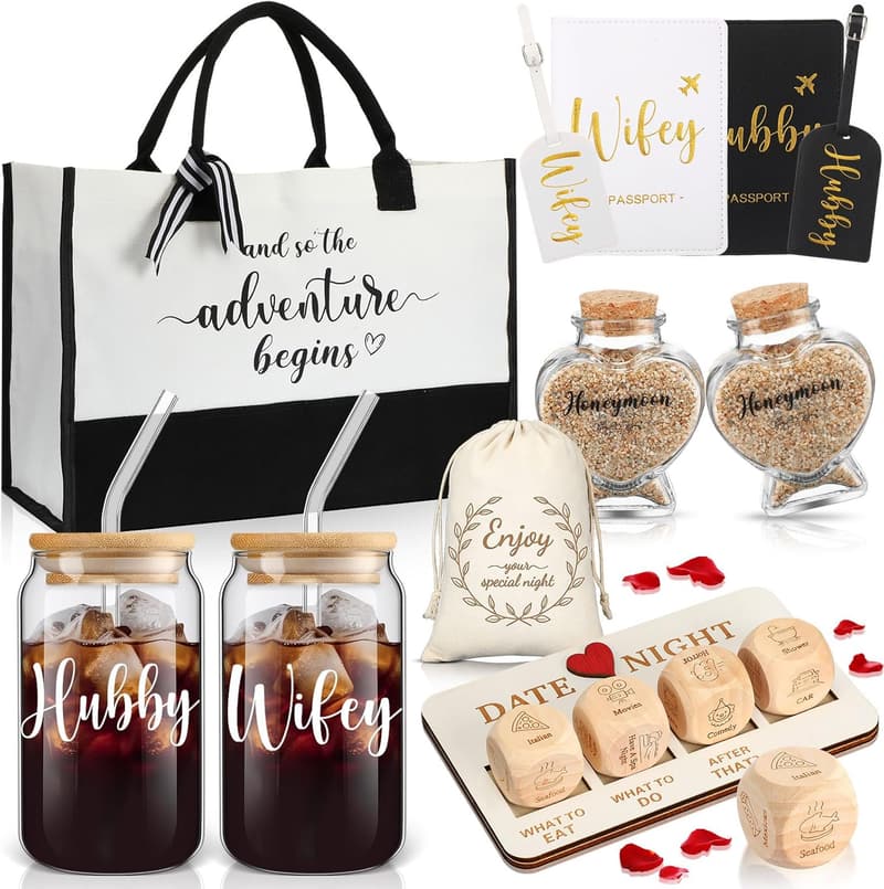 Couples Honeymoon Gift Set - 16 Pcs with Dice & Tote Bag