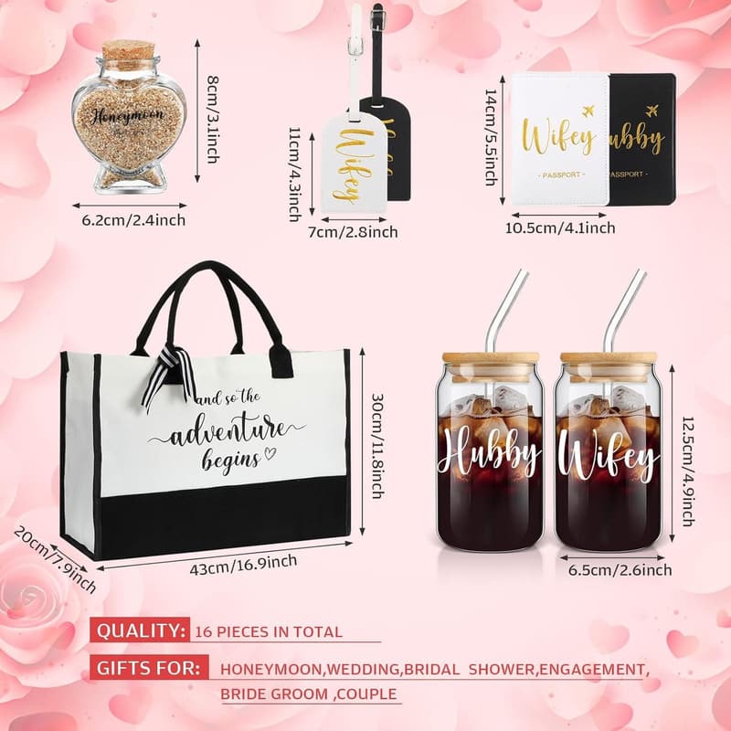 Couples Honeymoon Gift Set - 16 Pcs with Dice & Tote Bag