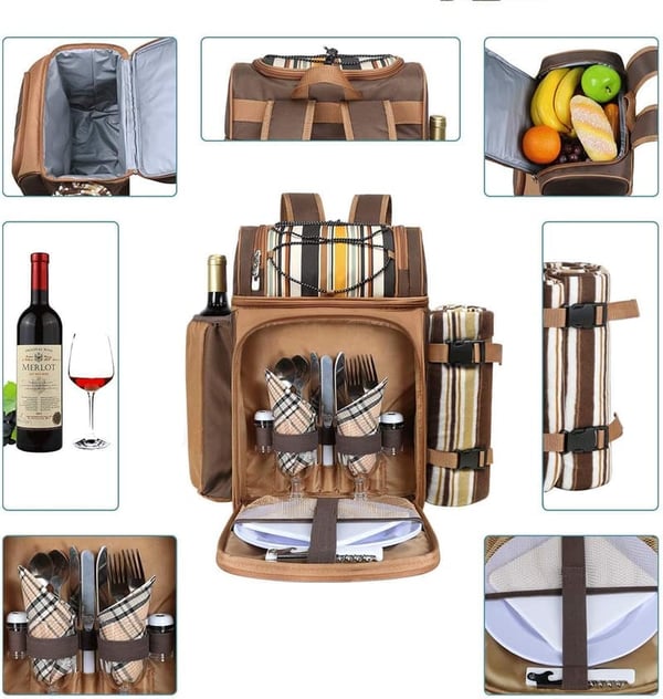 Picnic Basket Backpack for 2 with Cooler, Blanket & Cutlery