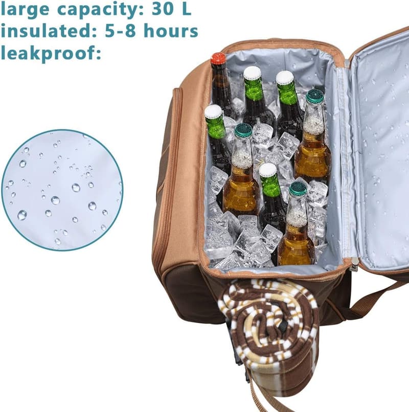 Picnic Basket Backpack for 2 with Cooler, Blanket & Cutlery