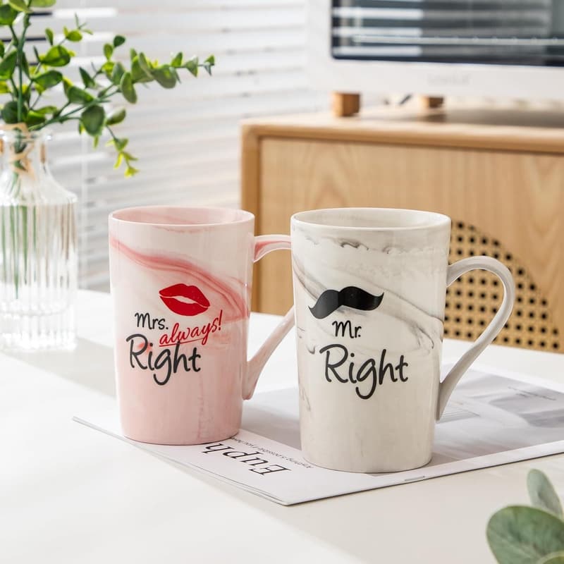 Wedding Coffee Mugs Set - Unique His & Her Gifts for Couples