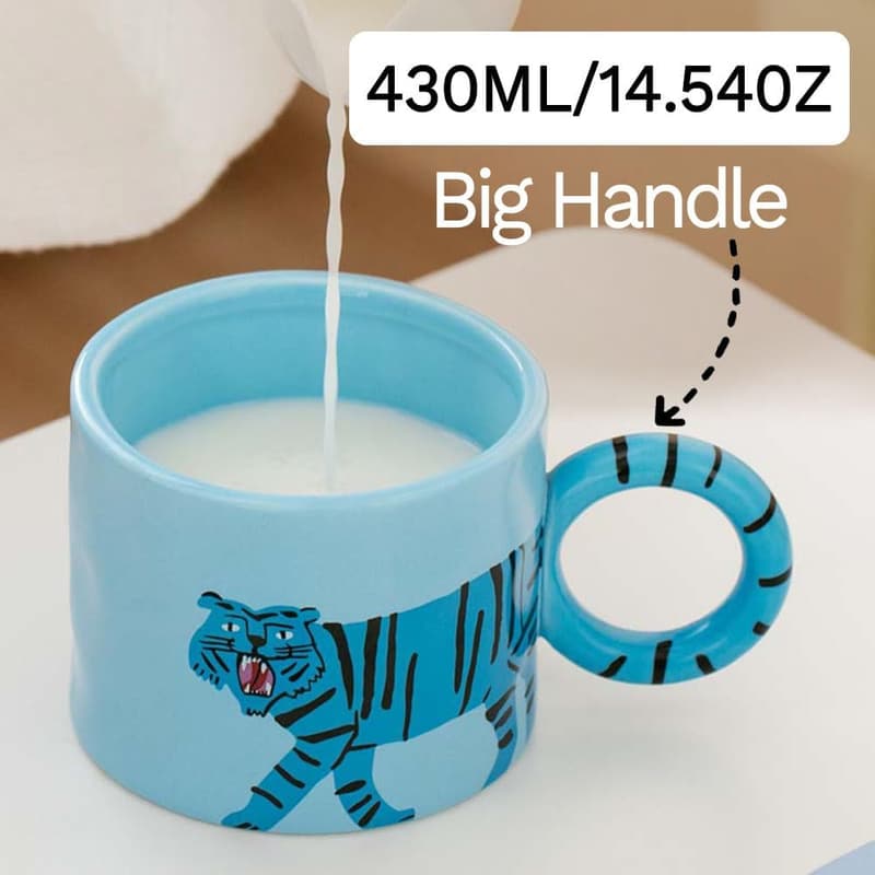 Thanksgiving Tiger Ceramic Mug, 14.5oz, Dishwasher Safe