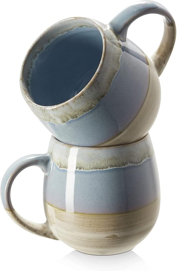 Large Ceramic Coffee Mugs Set of 2 - 21 Oz, Dishwasher Safe