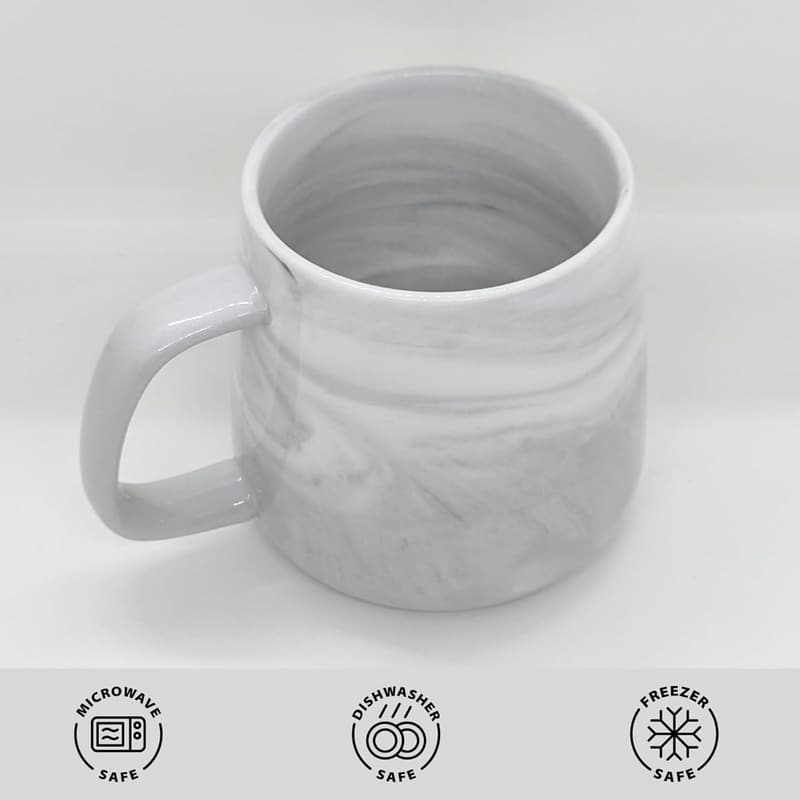 Marble Couple Coffee Mugs Set - Gray & Pink, 13 oz