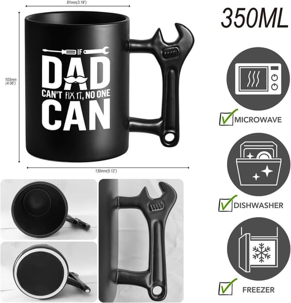 Funny Wrench Handle Coffee Mug for Dad - Birthday Gift