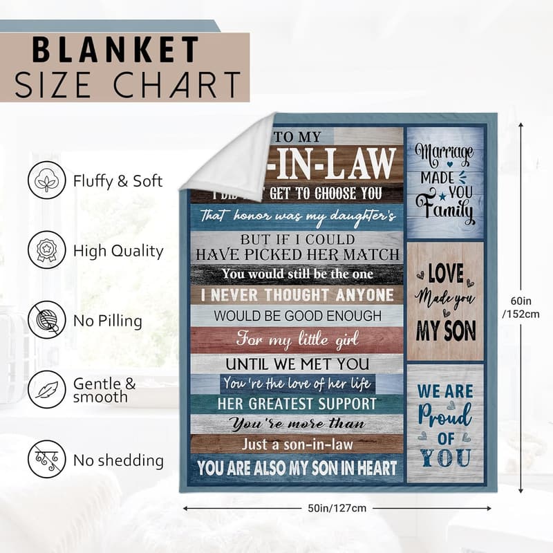 Father's Day Cozy Blanket 60”x50” for Son-in-Law