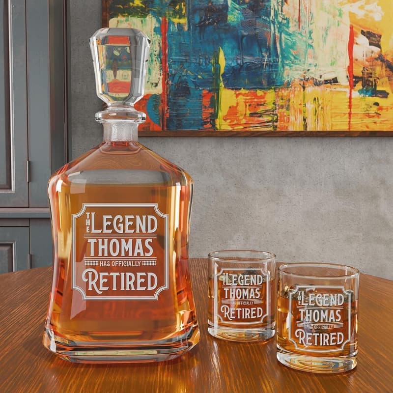 Personalized Decanter - Custom Engraved Retirement Gift for Men
