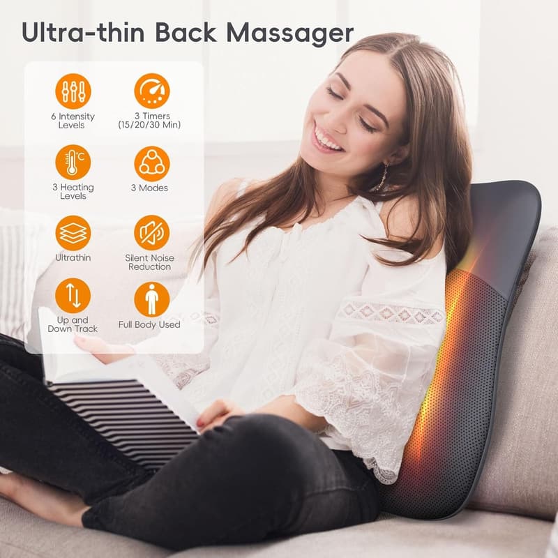 4D Kneading Back Massager with Heat & Red Light Therapy