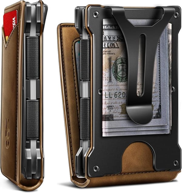 Slim Metal Wallet for Men - Money Clip & Card Holder