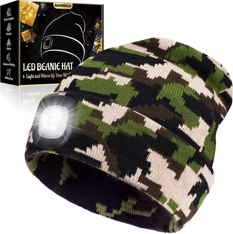 USB Rechargeable LED Beanie Hat for Men - Perfect Father's Day Gift