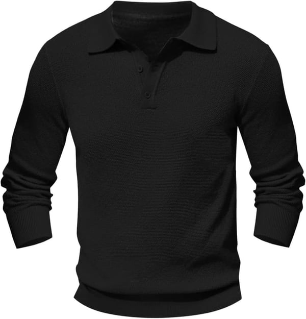 Men's Casual V-Neck Polo Shirt - 2025 Solid Golf Tee
