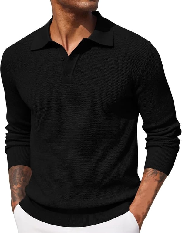Men's Casual V-Neck Polo Shirt - 2025 Solid Golf Tee