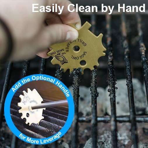 Bristle-Free Brass BBQ Grill Scraper - Safe Cleaner for Grills