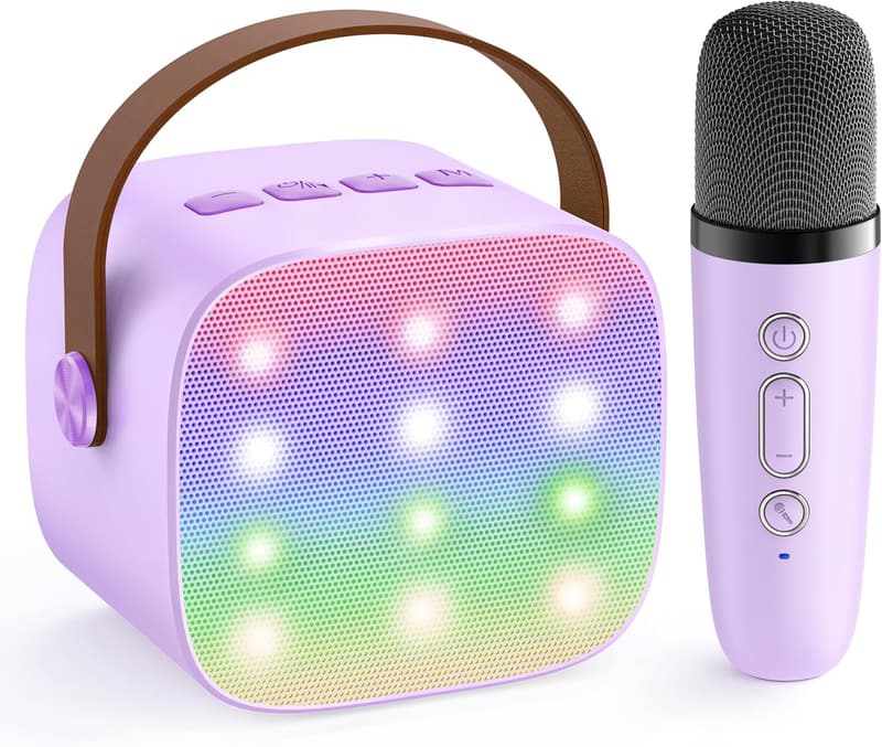 Portable Bluetooth Karaoke Machine with Wireless Microphone for Kids