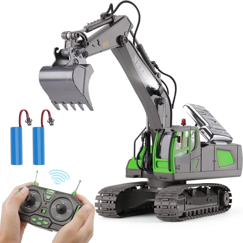 RC Excavator Toy with Metal Shovel for Boys Age 4-10