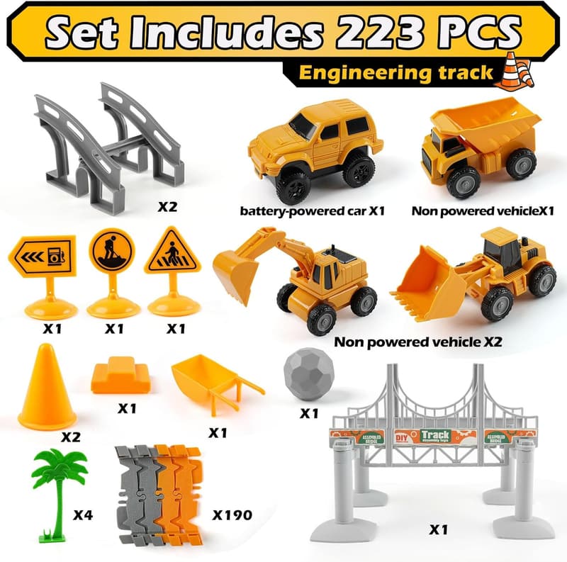Race Track Playset for Kids 3-7 - 220+ PCS with 4 Cars
