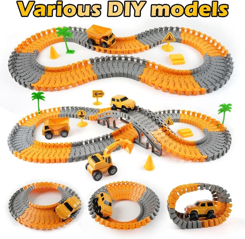 Race Track Playset for Kids 3-7 - 220+ PCS with 4 Cars
