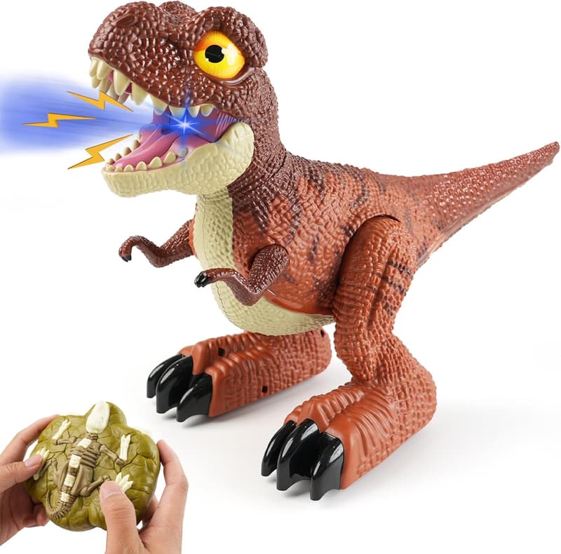 RC Walking Dinosaur Toy for Kids - Realistic with Light & Sound