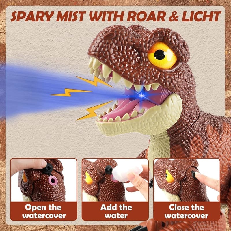 RC Walking Dinosaur Toy for Kids - Realistic with Light & Sound