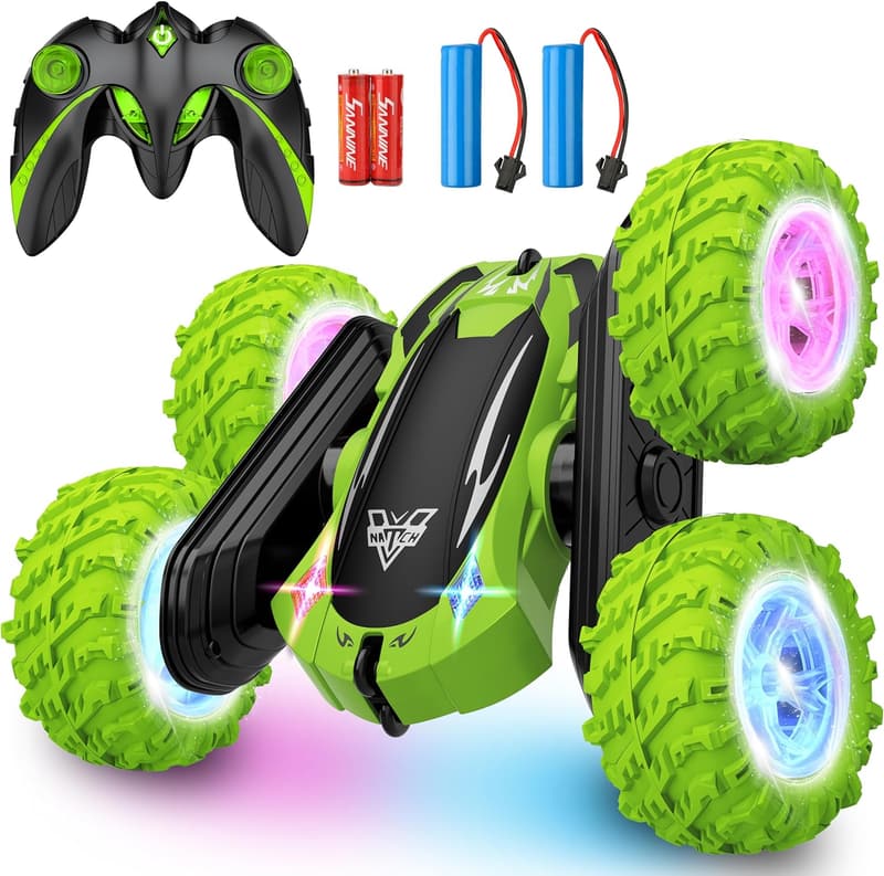 Remote Control Stunt Car with LED Headlights for Kids 3-12