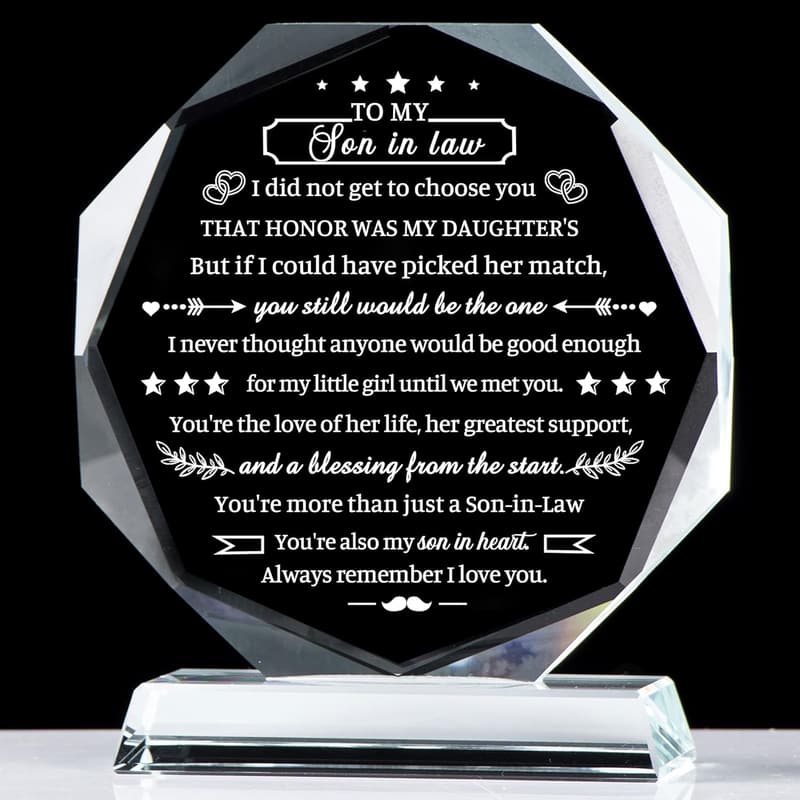 Son-in-Law Gift - Personalized Crystal Plaque Keepsake