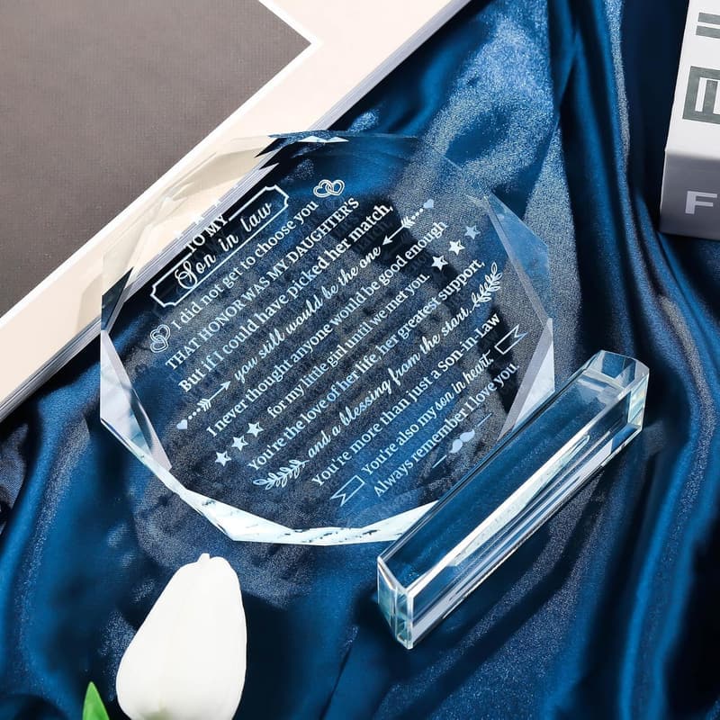 Son-in-Law Gift - Personalized Crystal Plaque Keepsake