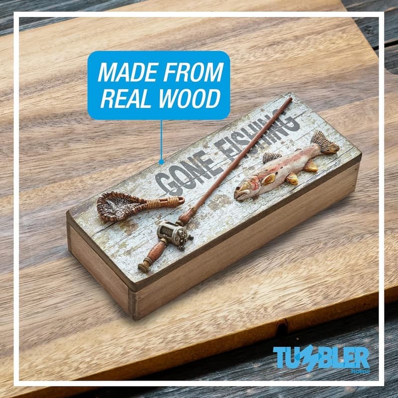 Rustic Fishing Keepsake Box - Father's Day Gift for Dads